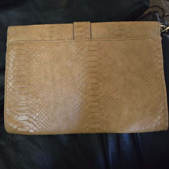 Vintage gorgeous crocodile like & linen lined clutch - Picture 3 of 7